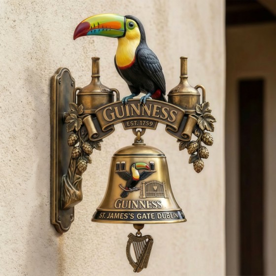 Guinness Est 1759 Doorbell Classic Toucan Irish Pub Decor Vintage Home Bar Wall Bell Beer Enthusiast Gift