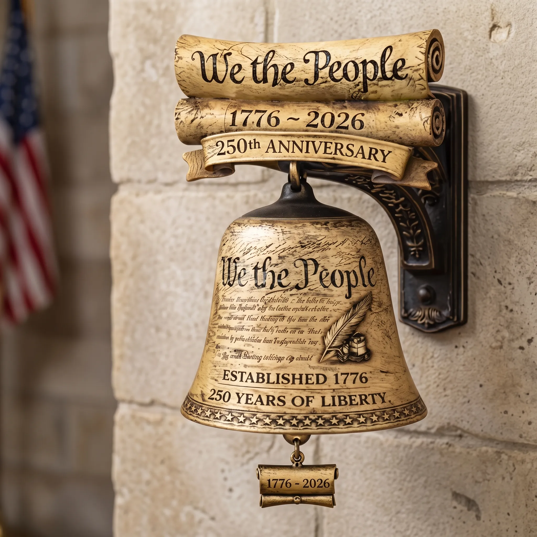 We The People 250th Anniversary Doorbell 1776 2026 US Independence Vintage Wall Mounted Bell Patriotic Home Decor