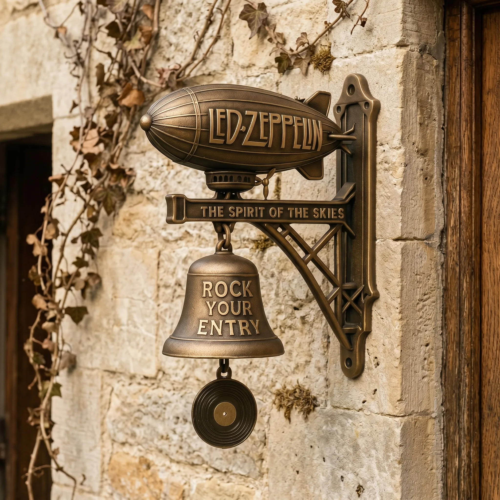 Led Zeppelin Airship Doorbell Classic Rock Music Fan Gift The Spirit Of The Skies Wall Mounted Bell