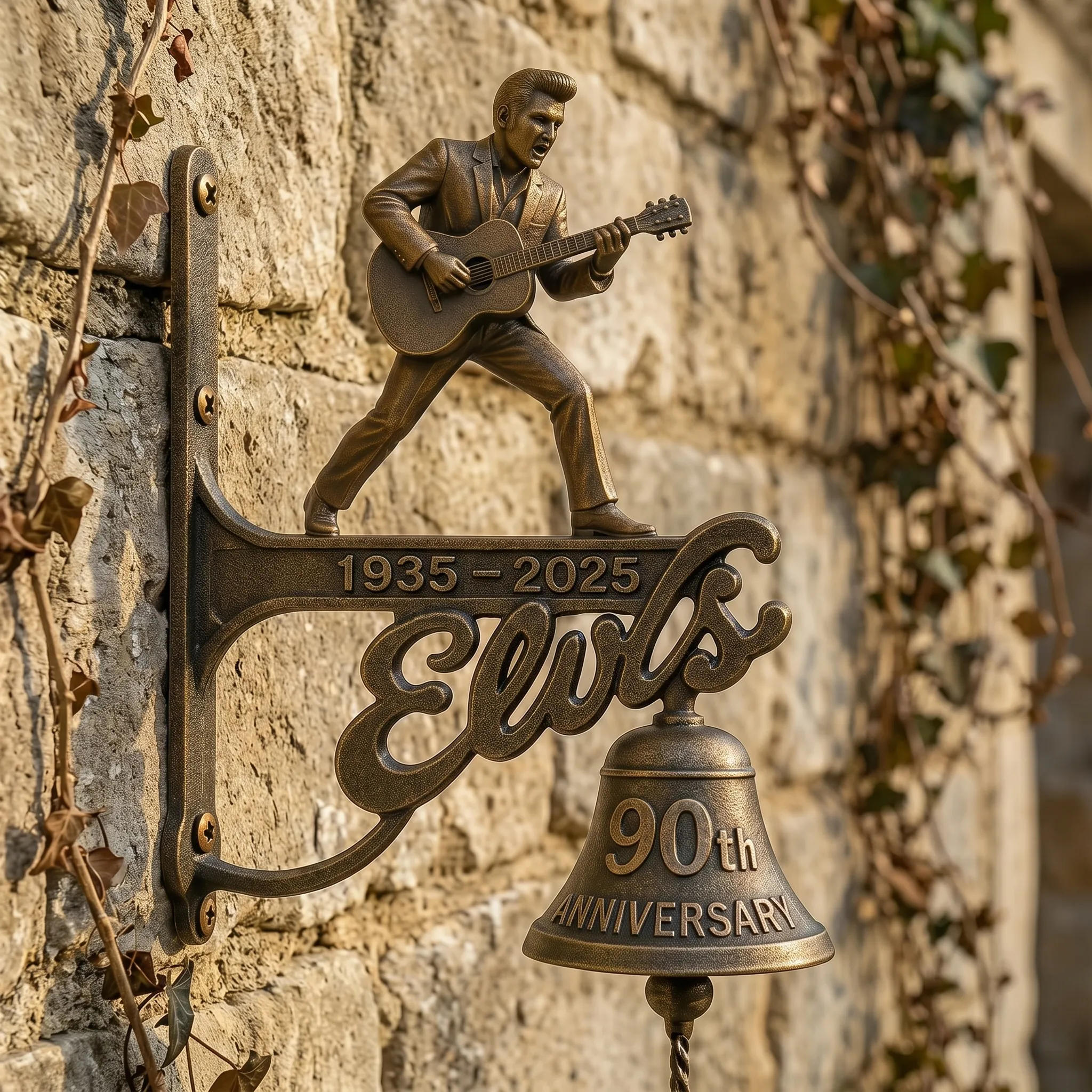 Elvis Presley 90th Anniversary Doorbell Guitar King Of Rock And Roll Music Fan Gift Retro Wall Bell