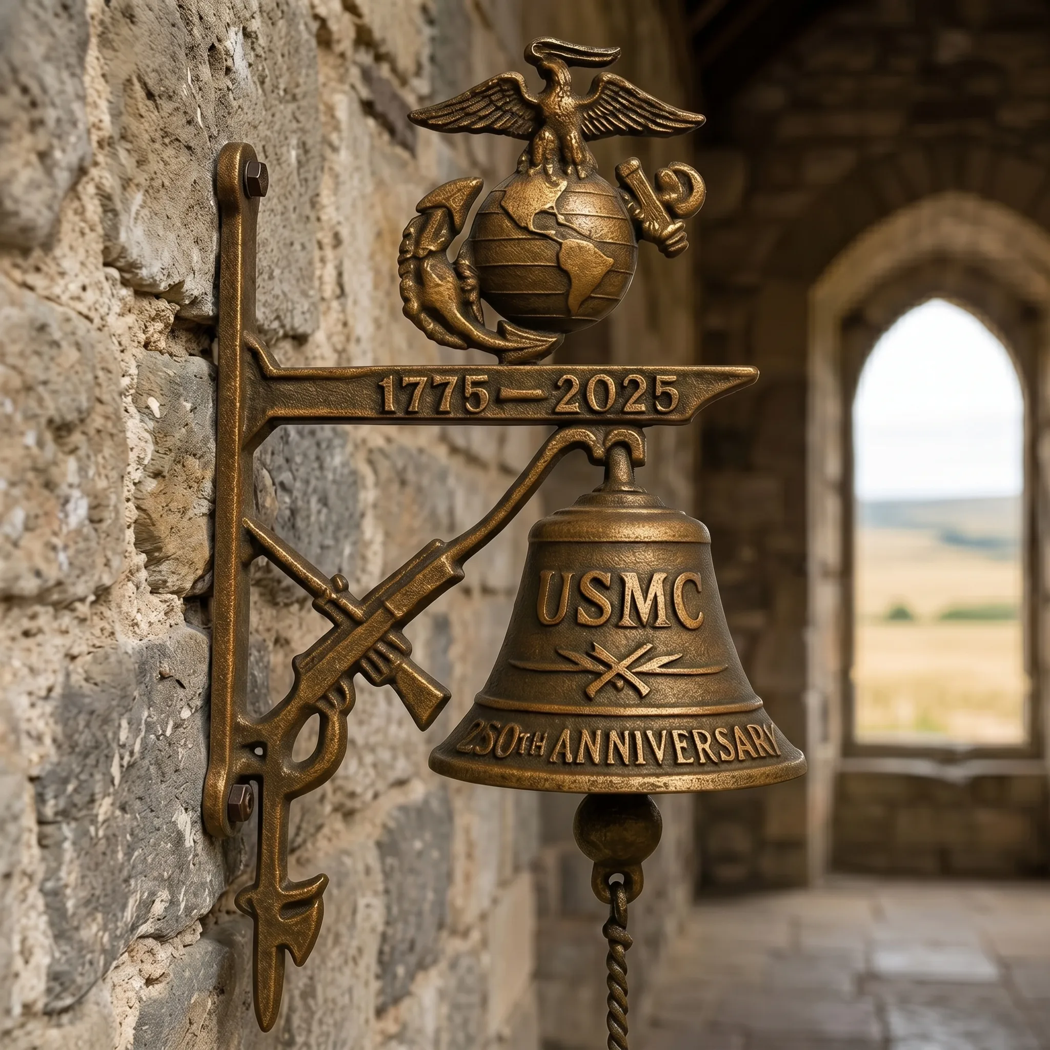 USMC 250th Anniversary Doorbell 1775 2025 US Marine Corps Patriotic Wall Bell Veteran Military Gift