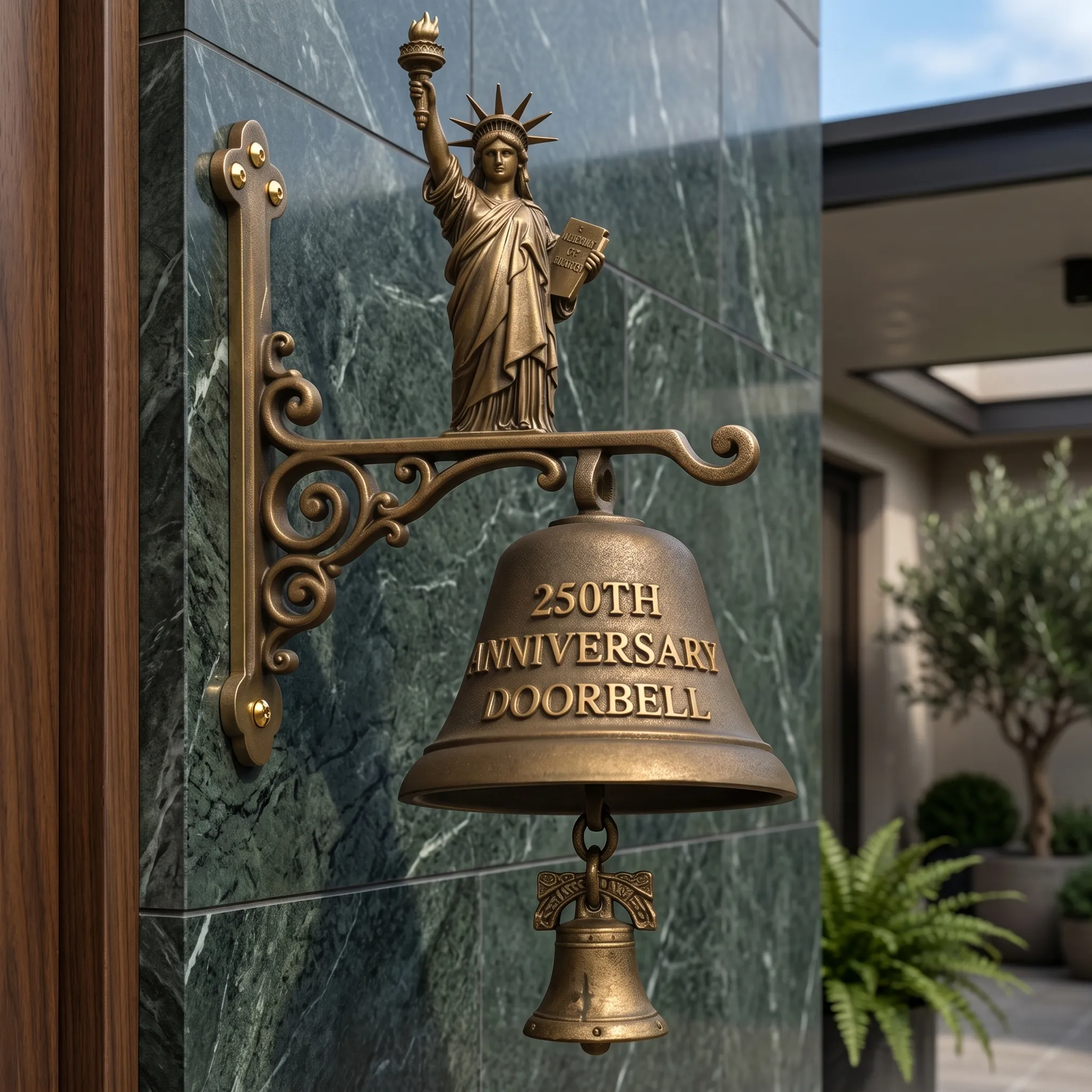 Statue Of Liberty 250th Anniversary Doorbell American Patriotic Decor Vintage Bronze Wall Bell US History Gift