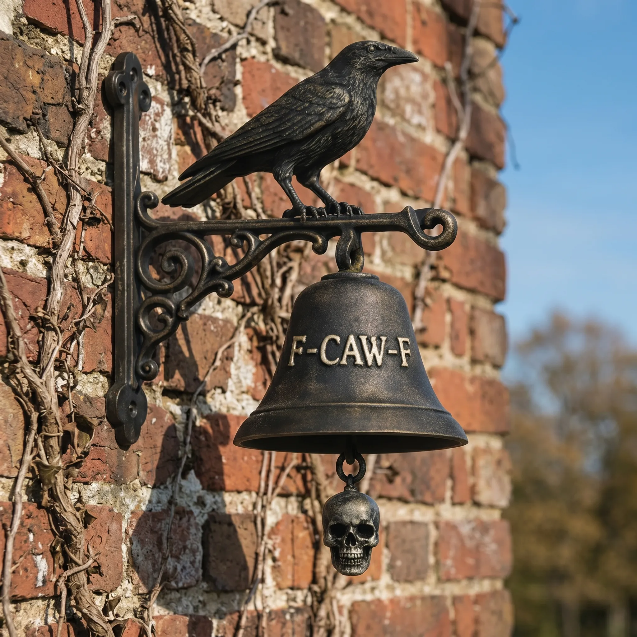 Funny Raven F CAW F Doorbell Gothic Bird Wall Decor Skull Clapper Dark Humor Home Bell