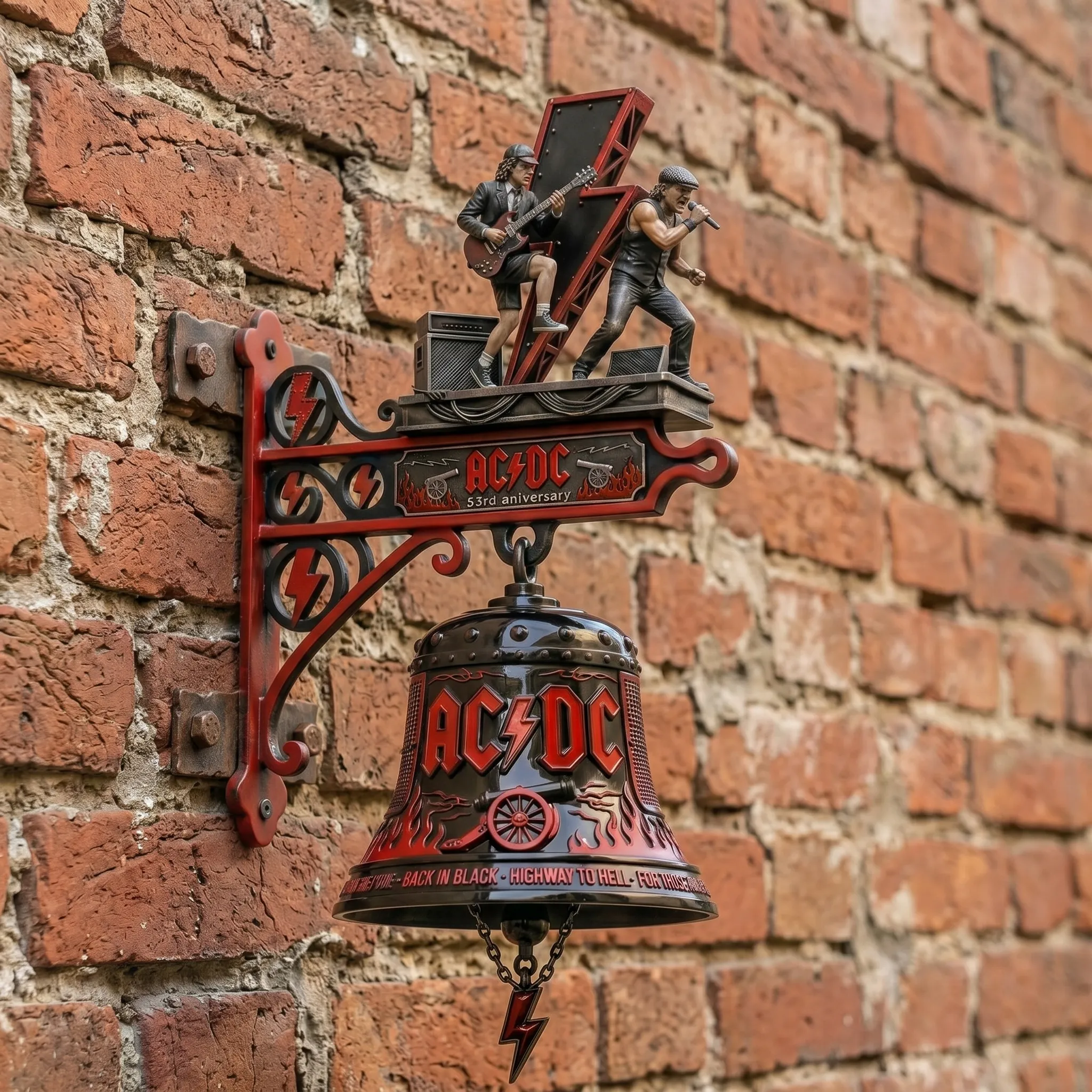 ACDC Heavy Metal Rock Band Doorbell 53rd Anniversary Music Fan Gift Man Cave Wall Mounted Bell